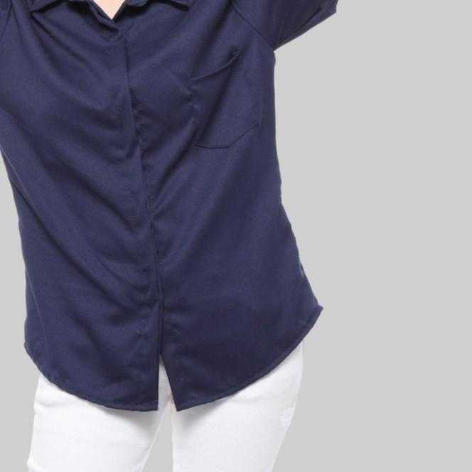 Monellina 06200 Kemeja Oversize Wanita Lengan Pendek Polos