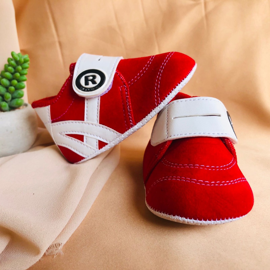 Sepatu PRE COWOK Anak Bayi Laki Laki Perempuan Prewalker Shoes 0-12 bulan Terbaru Model Perekat Velkro Baby Boy Lucu Murah BABY R