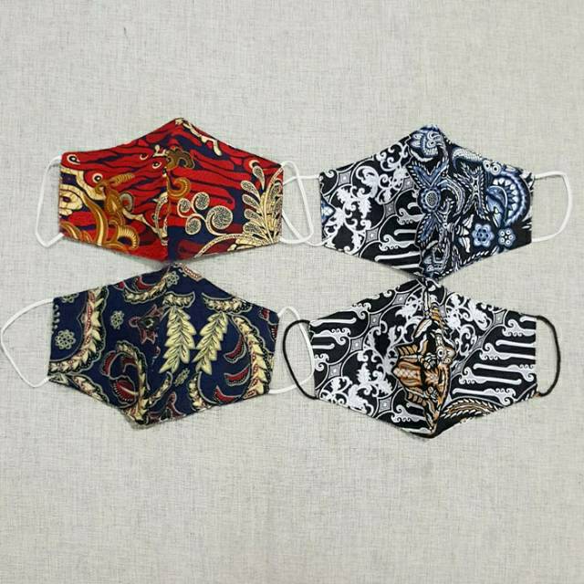  Masker  Kain  Batik  3  ply lapis  extra tissue protection 