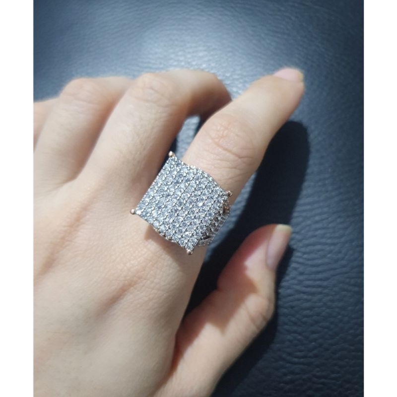 Cincin zircon premium lapis emas anti karat anti alergi Ring Zircone mata kilau 013