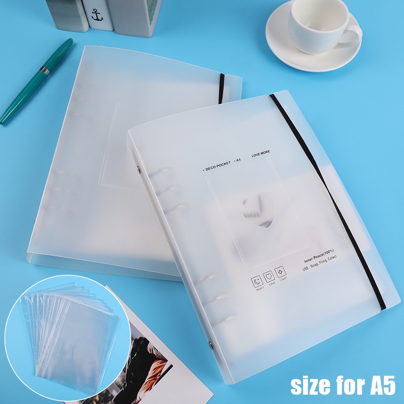 10 Lembar Kertas Binder Loose leaf A5 6 Lubang Bahan PP Frosted Untuk Stationery Kantor