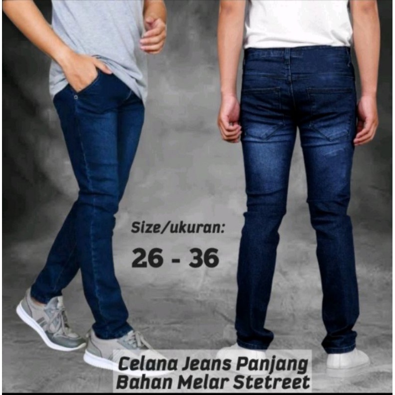 celana panjang cowok laki-laki skinny slimfit biru tua biru muda celana jeans pria yang lagi ngetrend di Citayam