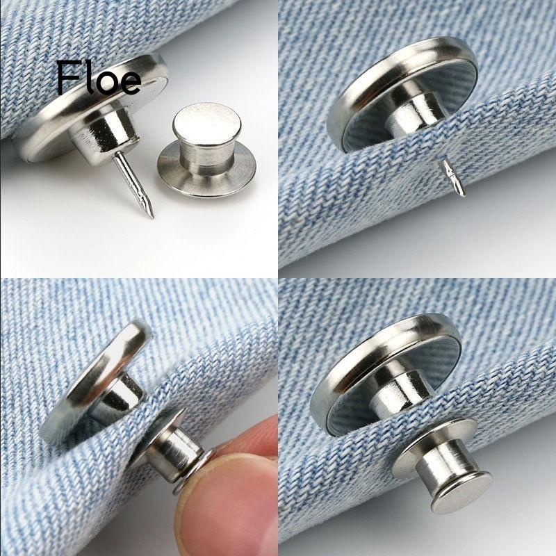 Fl (Buy 3 Get 1 Free) Kancing Metal Adjustable Dapat Dilepas Untuk Celana Jeans / Pakaian Diy