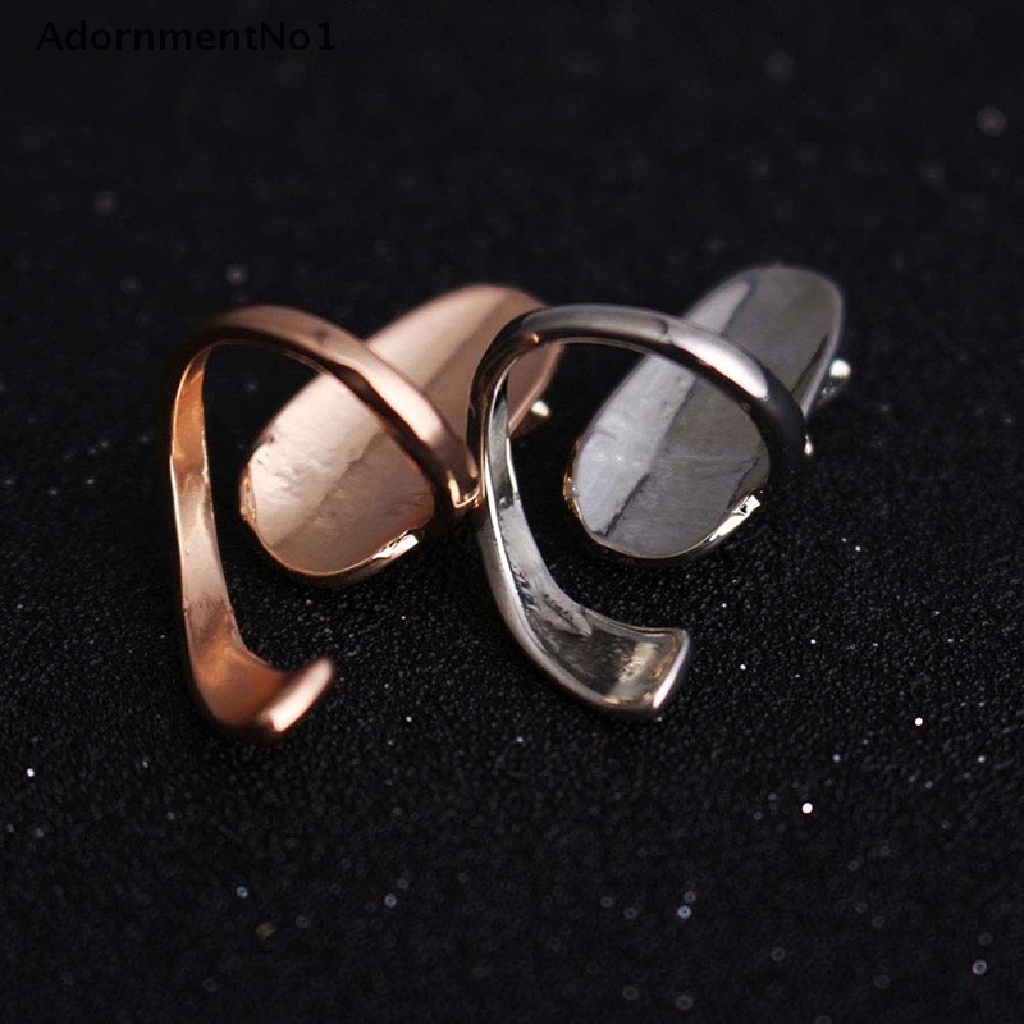 (AdornmentNo1) 1pc Cincin Kuku Motif Capung / Bunga Aksen Berlian Imitasi 2 Warna Untuk Aksesoris Wanita