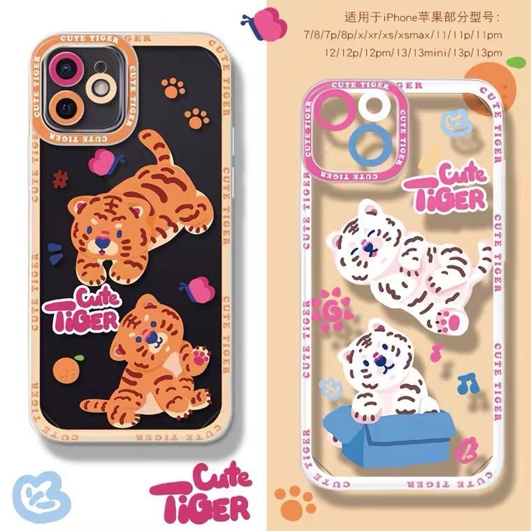 Soft Case TPU Transparan Motif Harimau Untuk Iphone 13 Pro Max / 12 / 11 / XS / XR / X / 8 / 7 / 6 Plus / SE 2020