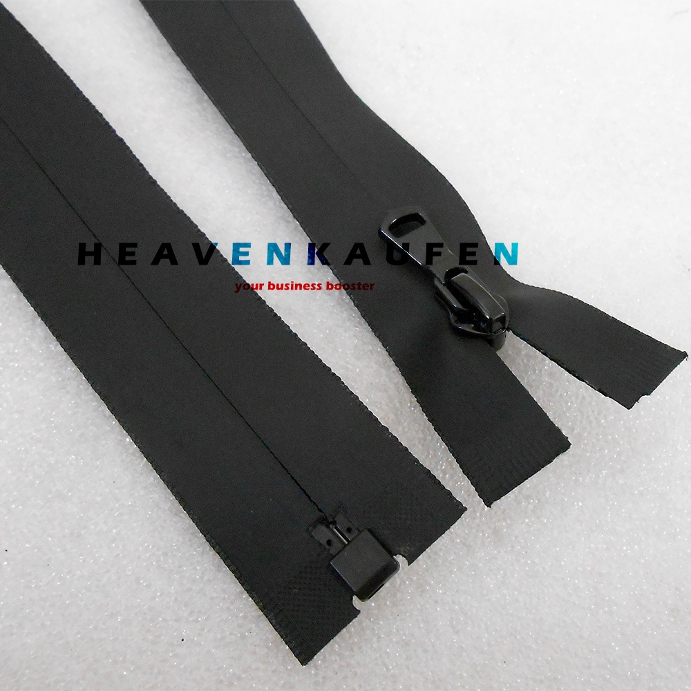 Resleting Zipper Anti Air Waterproof 90 cm - 36 inch Hitam Open End Buka Lepas Untuk Resleting Jaket APD Jas Hujan Dll