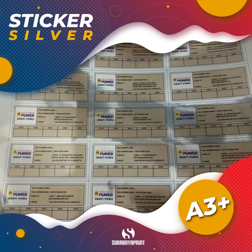 

CETAK STICKER SILVER A3+ [Min. ORDER 5lembar]