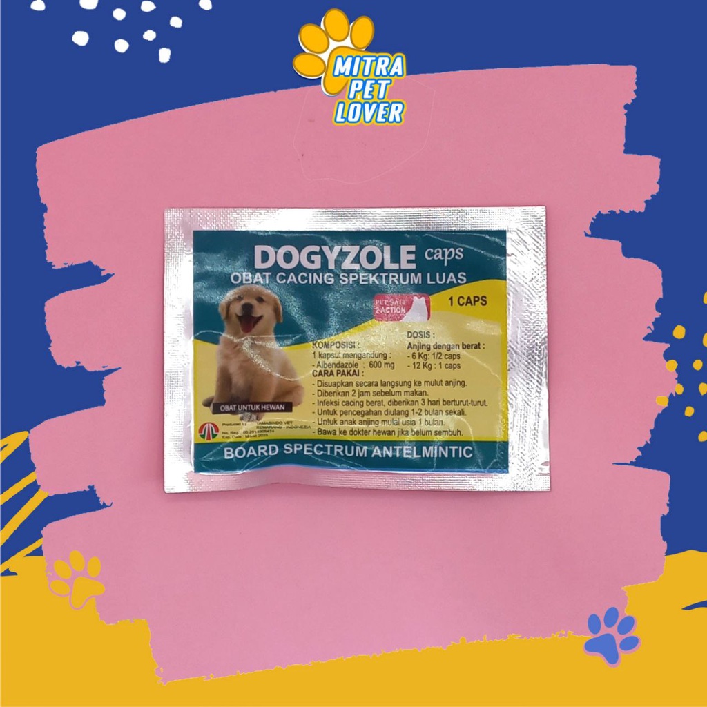 OBAT CACING ANJING - DOGYZOLE CAPSUL - EFEKTIVE BASMI SEMUA JENIS CACING ANJING DOGY PUPPIES - CACINGAN - BAKTERI VIRUS - MURAH GARANSI ORIGINAL ASLI - PET ANIMAL HEALTHCARE VETERINARY TAMASINDO KESEHATAN &amp; VITAMIN HEWAN BINATANG PELIHARAAN MITRAPETLOVER