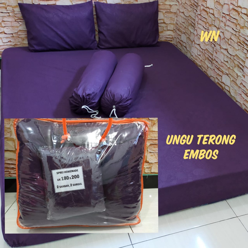 Waty grosir sprei 180x200 set bedcover polos embos bedcover premium