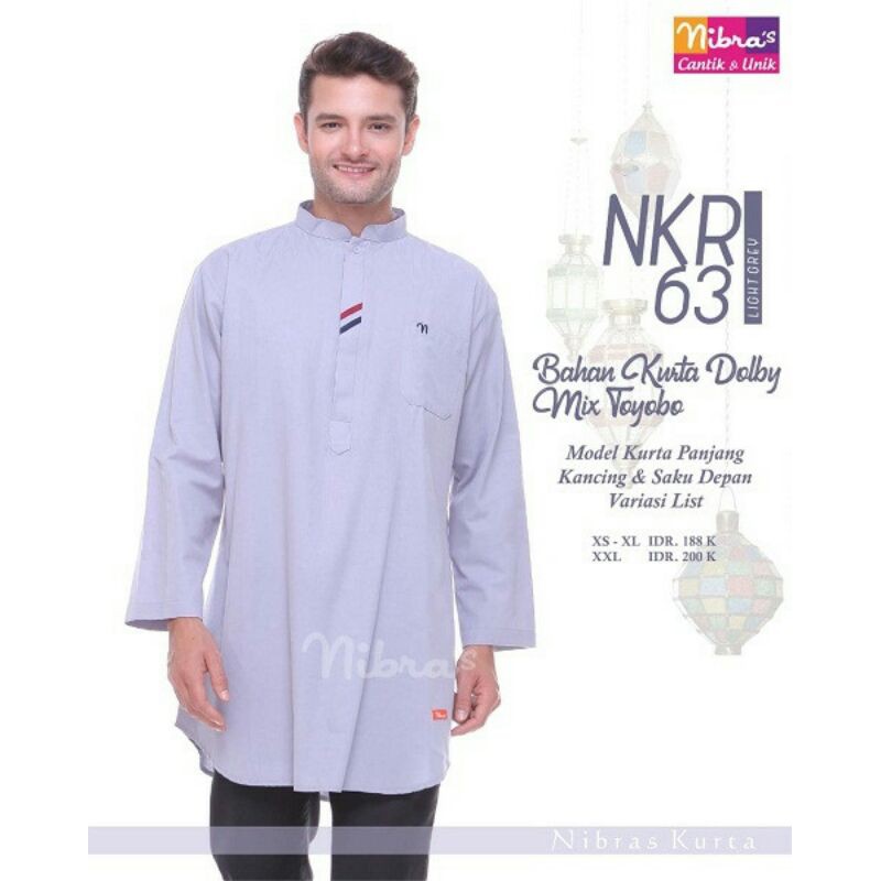 Koko Lengan Panjang kancing & Saku Depan Pria Dewasa Nibras NKR 63
