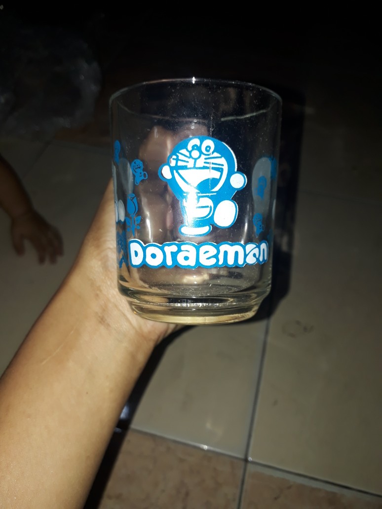 Set 6 Pcs - Cangkir Kaca Doraemon - Mug Set - Elegan Terlaris Termurah - Promo Diskon