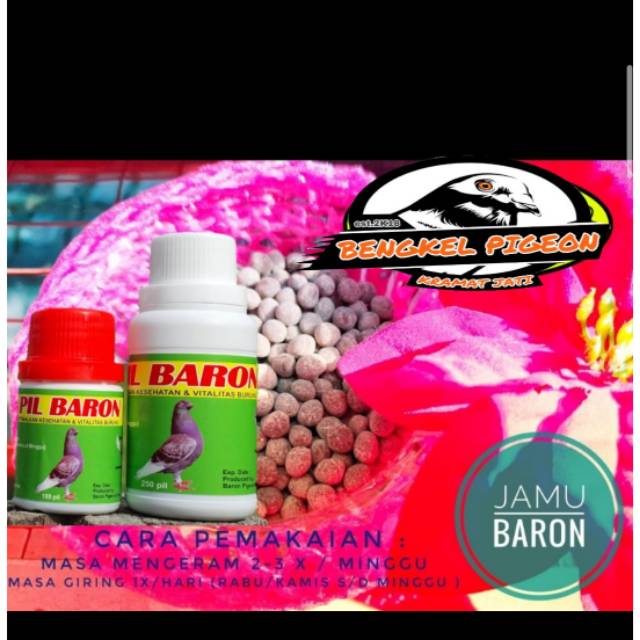 Jamu doping suplemen pil baron stamina giring sehat khusus burung merpati dara lomba balap kolongan