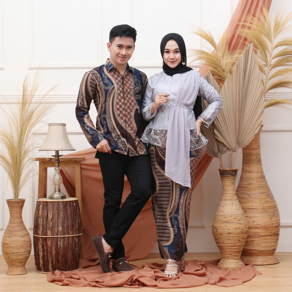 SAROJA (555) COUPLE BATIK SETELAN BRUKAT COUPLE BRUKAT SLENDANG