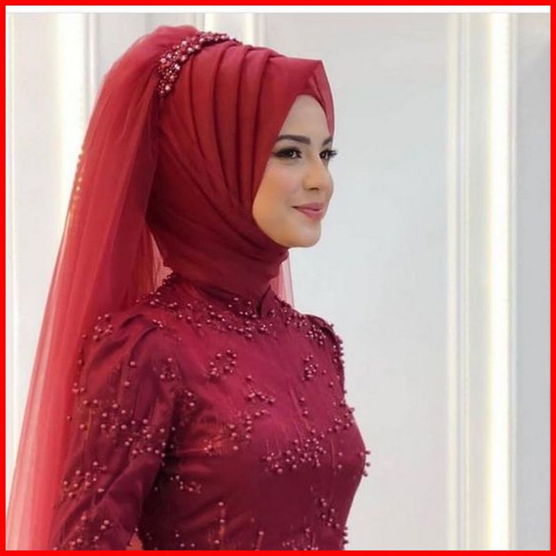 HIJAB PENGANTIN TURKI sulam organza crape