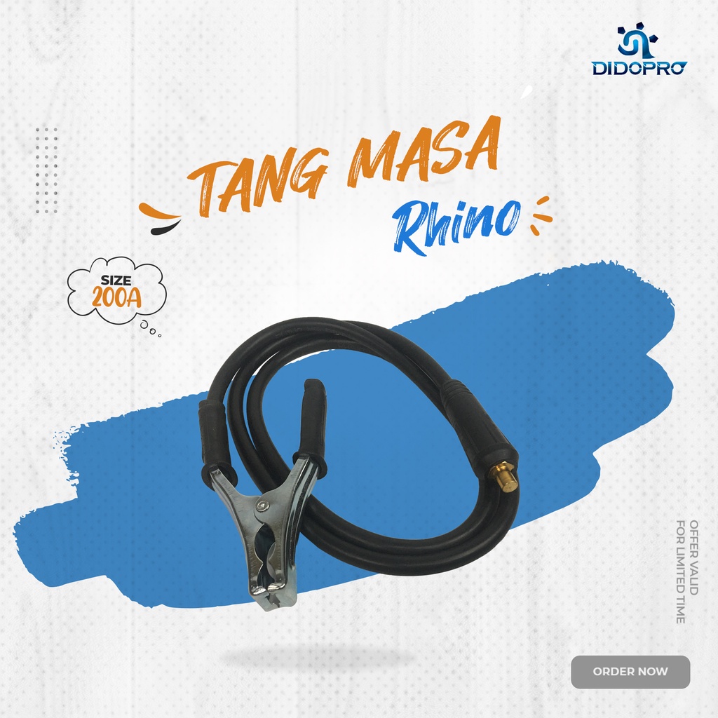 TANG MASSA + KABEL RHINO 1.5 Meter Stang Las Listrik MMA 120 160 200