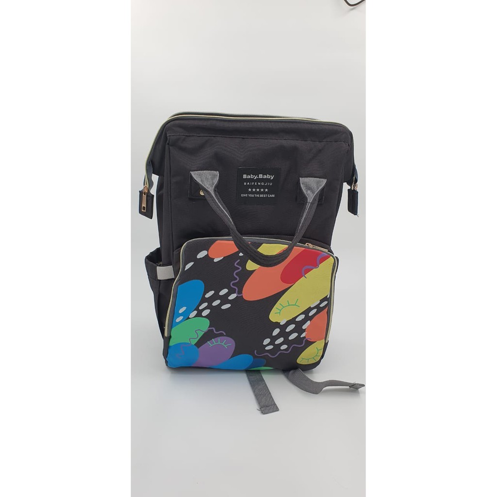 Tas Baby Diaper Ransel Anello Canvas Motif Black Planet