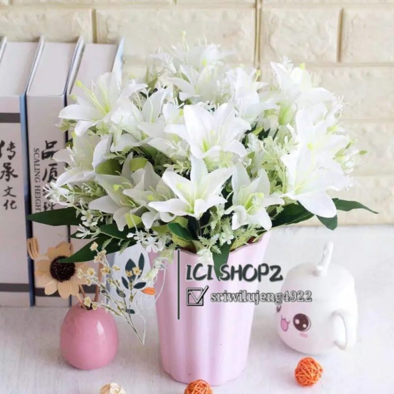 BUNGA LILY ARTIFICIAL / LILY BUNGA PLASTIL / LILY DEKORASI-2