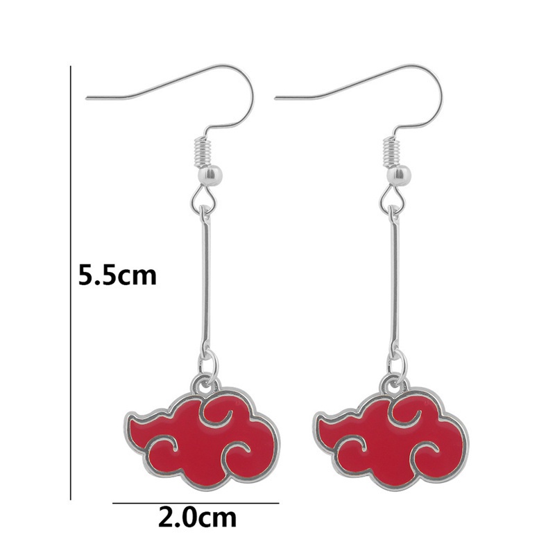 Anime Naruto Jewelry Konoha Earrings For Women Akatsuki Red Cloud Ear Hoops Ninja Darts Dangle Earring Fans Creative Gift