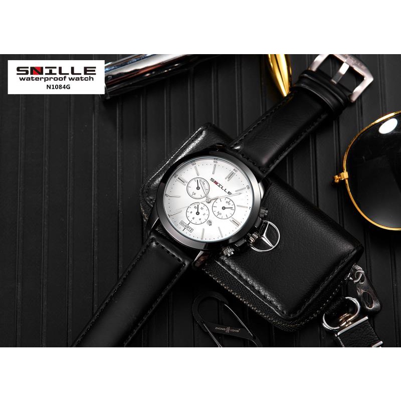 Snille Jam Tangan Kulit Pria Original Asli Anti Air Waterproof 1084