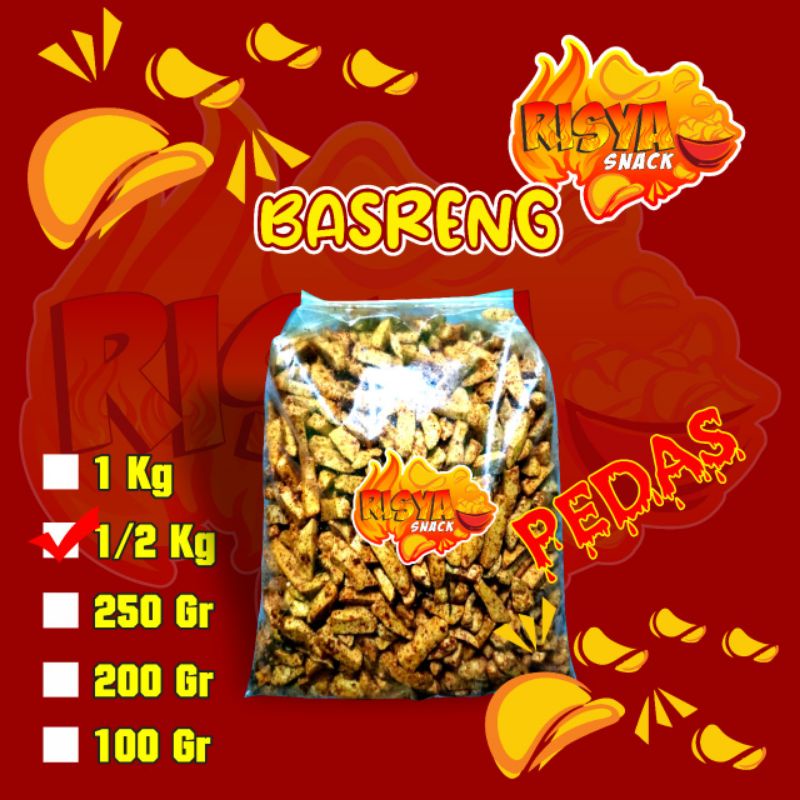 

Basreng Pedas Daun Jeruk/Basreng Pedas 1/2 Kg