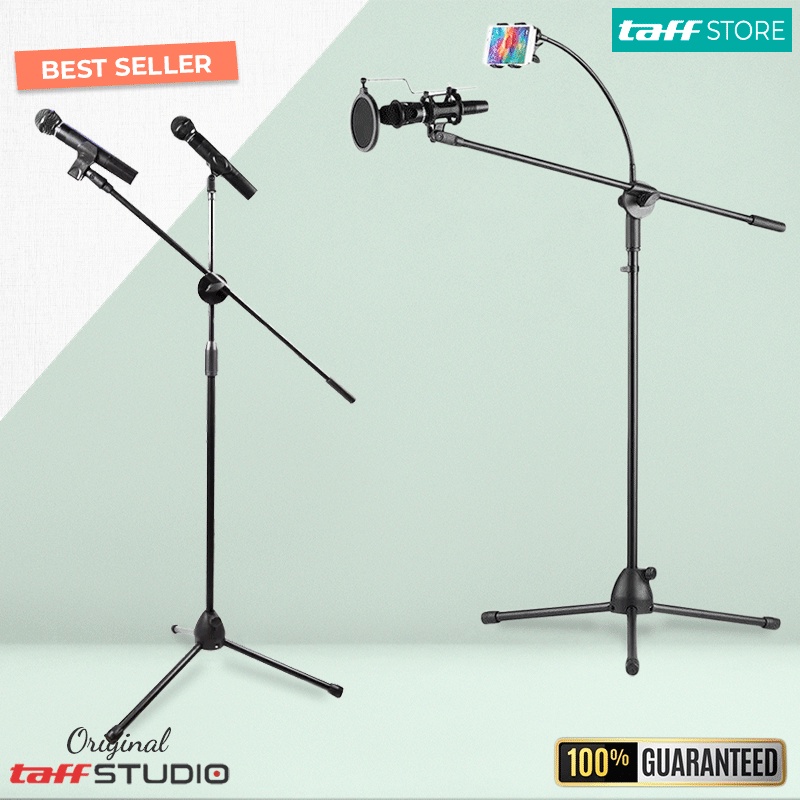 Stand Mic Lantai Berdiri Dengan Holder HP Tripod Microphone Condenser Universal