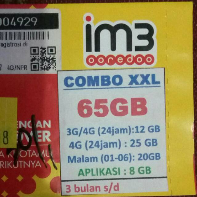 Perdana kuota internet im3 65GB