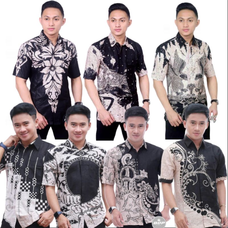 044 Zahira Batik HRB026 Kenongo Hem Kemeja Batik Pria Lengan Pendek  Katun Primis Halus M L XL