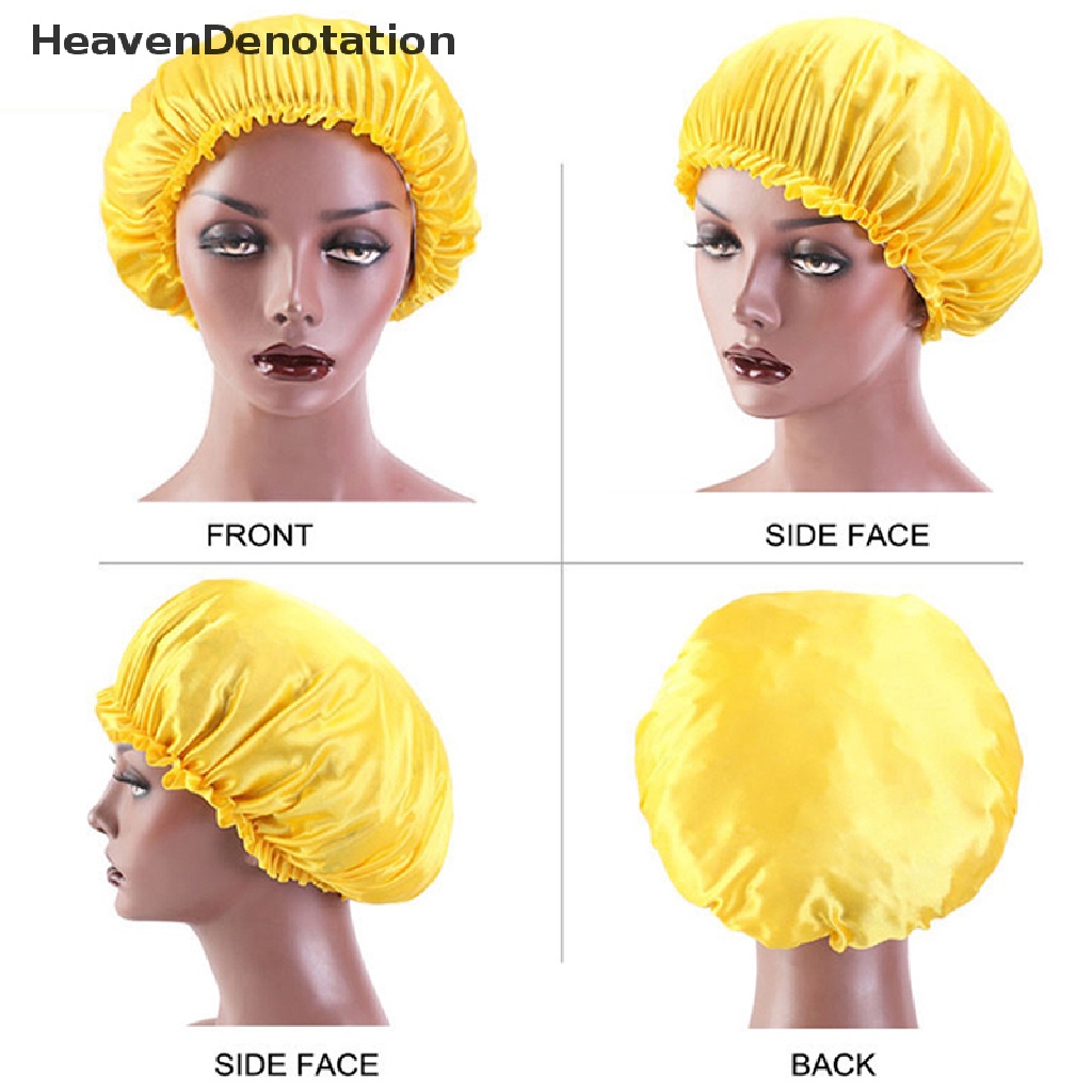 [HeavenDenotation] Satin Solid Sleeping Hat Bonnet Night Sleep Cap Hair Care Bonnet Nightcap