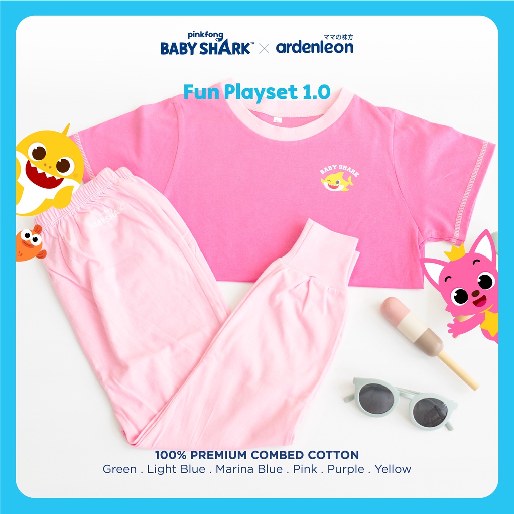 Baju Bayi Setelan Anak Lengan Pendek Celana Panjang Ardenleon Pinkfong Baby Shark Fun Playset 6 12 Bulan 1 - 4 Tahun