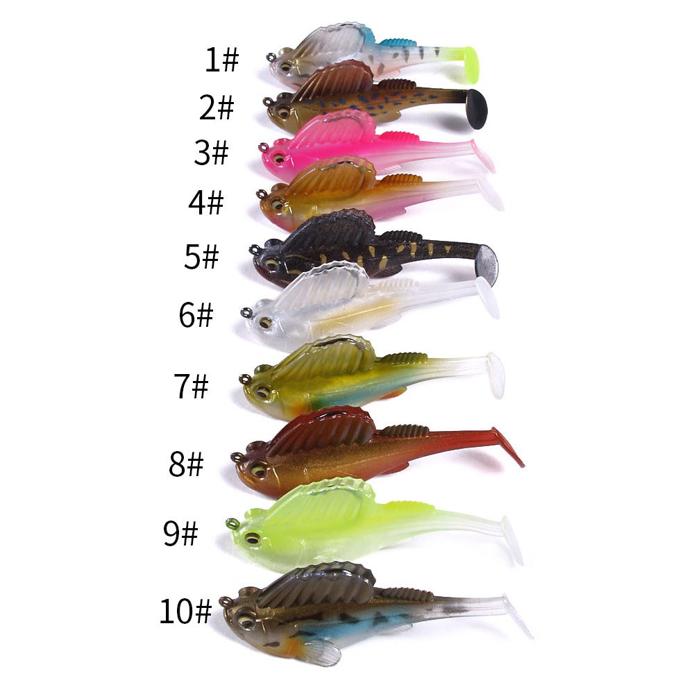 HENGJIA 10PCS Soft Lead Fishing Lure Single Hook Swimbaits 7CM 14G Lead Head Jig Bait T Tail Tackle