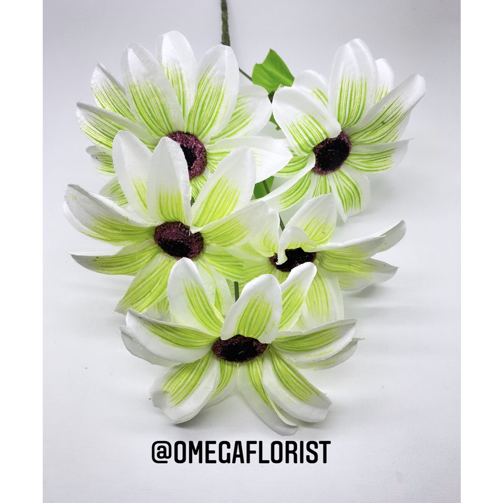 Dahlia Garis Artificial Bunga Artificial/Bunga Plastik/Bunga Dekorasi/Dekorasi Pernikahan/Pernikahan-Putih