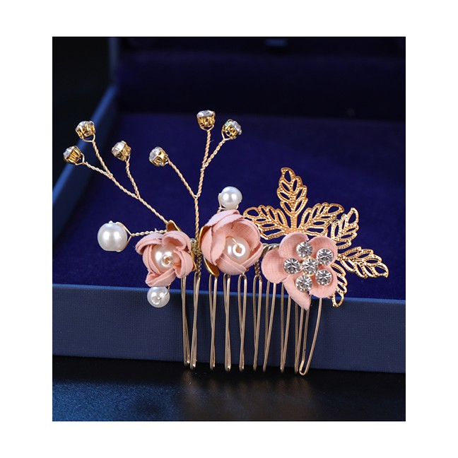 LRC Aksesoris Rambut Fashion Pink Big Flower Hair Comb F39660