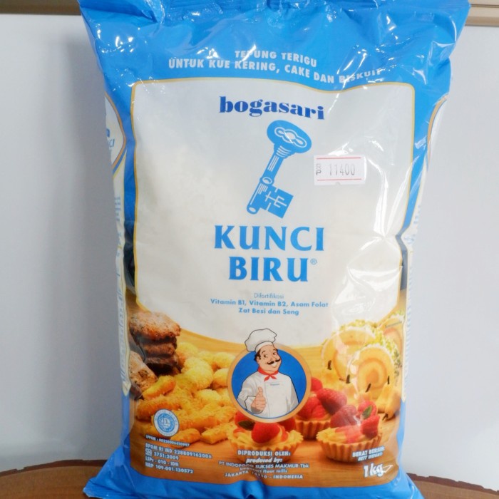 

cs01477 Tepung Terigu Kunci Biru 1 Kg Premium / Tepung Protein Rendah 1 Kilo Da01D100
