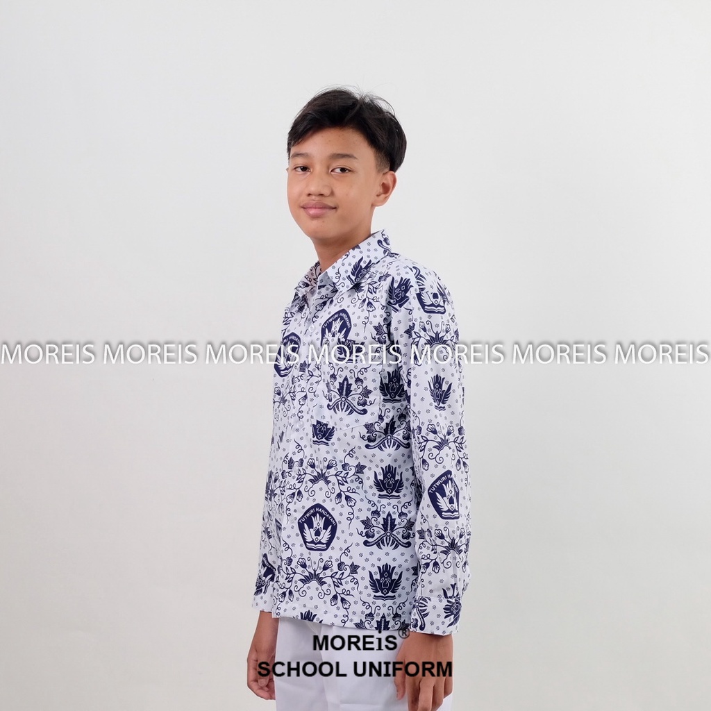 Seragam Baju Batik Tutwuri Handayani Biru Lengan Panjang