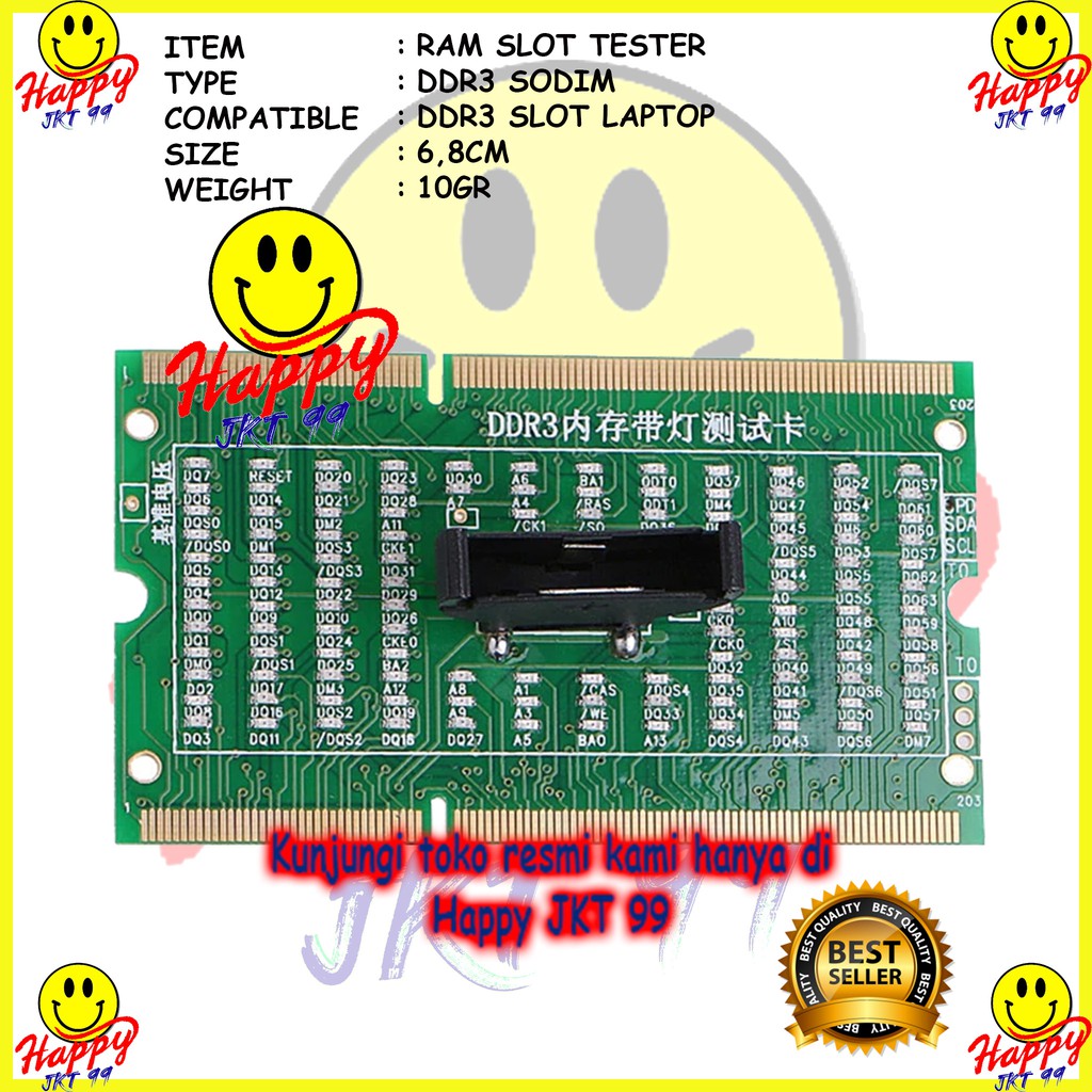 [ HAPPY JKT 99 ] DUMMY LOAD SODIM DDR3 DDR 3 LAPTOP RAM SLOT TESTER ORIGINAL