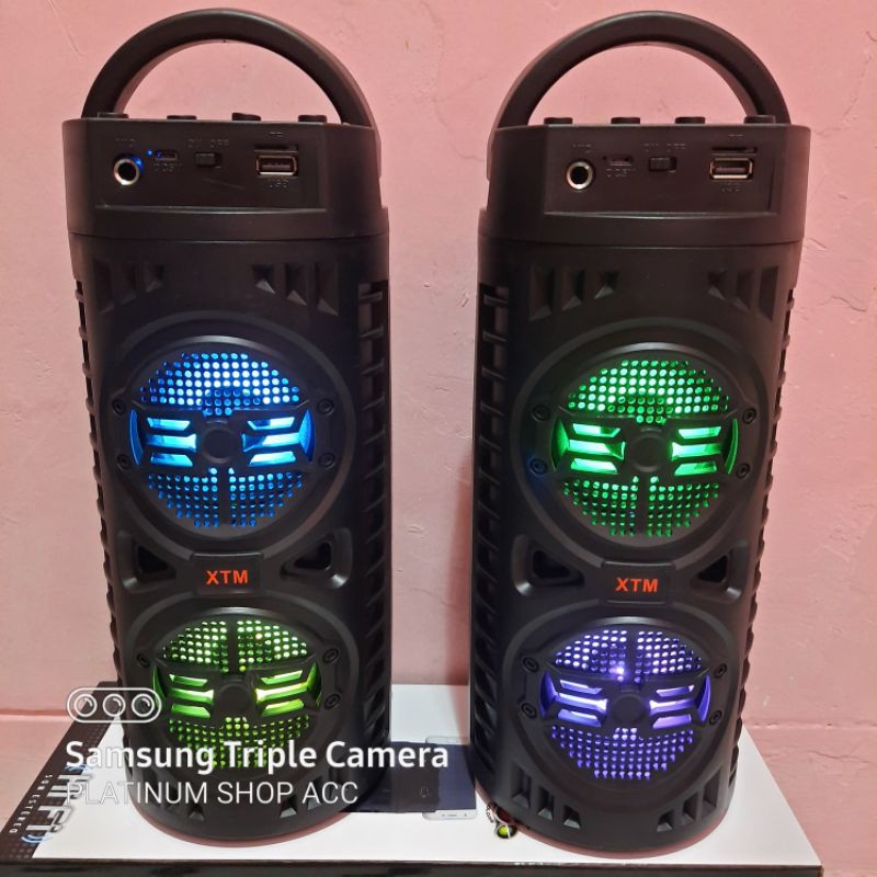 SPEAKER BLUETOOTH BONUS MIC KARAOKE/SALON AKTIF PORTABLE SUPER BASS WIRELESS SPEKER USB LED