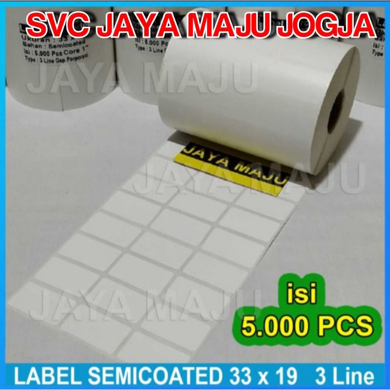

33 X 19 SEMICOATED - 3 LINE - FACE IN - ISI 5.000 PCS || CORE 1" || LABEL BARCODE PAKAI RIBBON THERMAL TRANSFER GUDANG PABRIK AKSESORIS ONDERDIL PART SPAREPART HP HANDPHONE BUS MOTOR MOBIL || 33X19 LABEL BARCODE PRINTER SEMICOAT ISI 5000 PCS