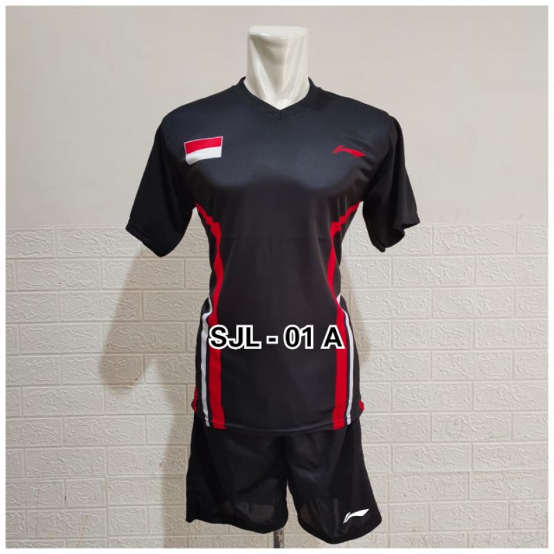 Baju setelan lining badminton voly bulu tangkis,pakaian pria