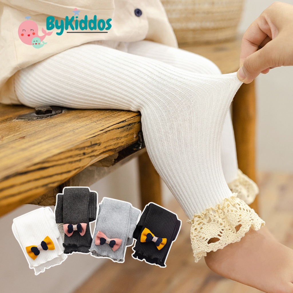 ByKiddos - Celana Legging Anak Perempuan Import / Legging Bergaris Vertical Anak Perempuan Motif Pita