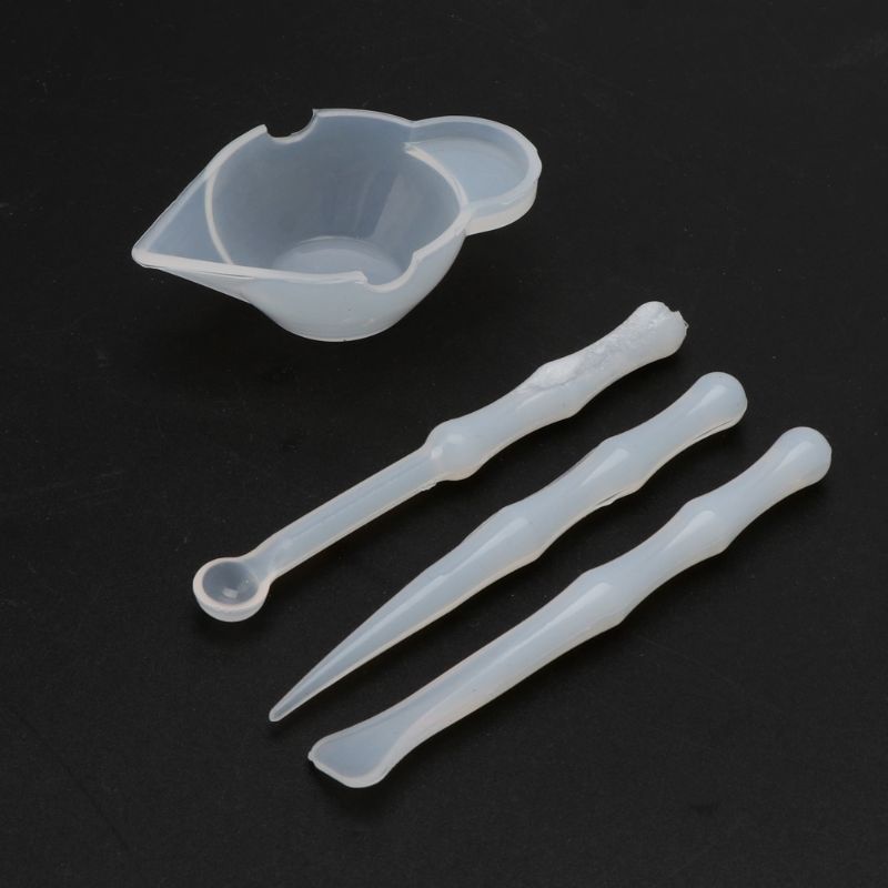 SIY  4Pcs Silicone Mixing Cups Stirrers Spoon Scraper DIY Resin Jewelry Tools Kit