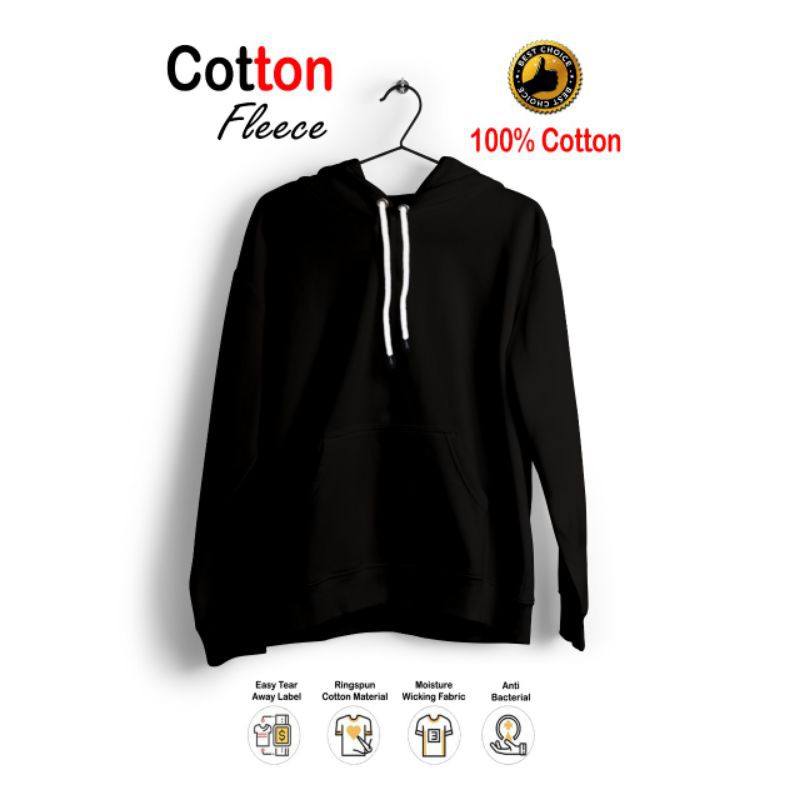 HOODIE POLOS - HITAM COTTON FLEECE