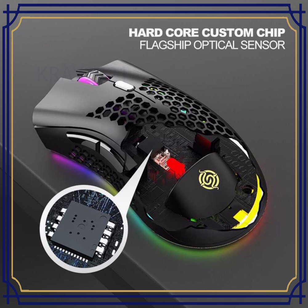 Mouse Gaming Wireless RGB Honeycomb Rechargeable MS984