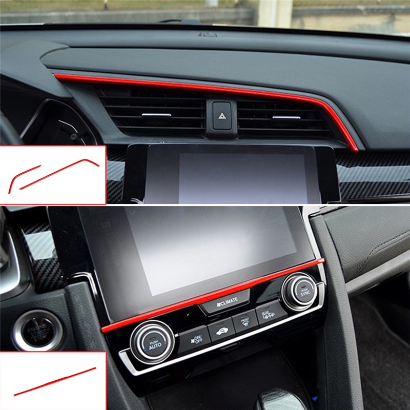 TK 9Pcs Console Center Dashboard Cover Trim Decorative Stickers for Honda Civic 10Th 2016-2019 Carbon Fiber