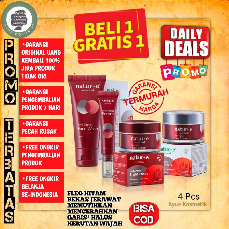 NATUR E NATUR-E NATURE E Advance Advanced Anti Aging Face wash Serum Day Night Paket 4pcs Natur E