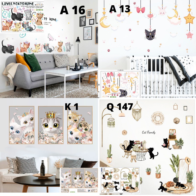 WALL SETIKER STICKER STIKER KUCING WALLSTICKER CAT TEMBOK DINDING KACA KERAMIK KRAMIK KUCING WALLSTIKER ANIMAL DEKORASI RUMAH RUANG TAMU KELUARGA KAMAR TIDUR ANAK ANAK LUCU BABY DEKOR TEGEL DECOR LEMARI KITCHEN SET KULKAS DAPUR WALLPAPER MURAH