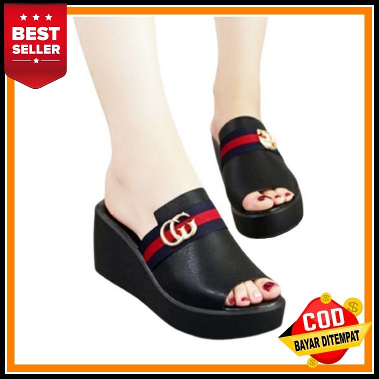 Sandal Wedges Wanita Import Branded Premium 2022 Sendal Tinggi Tahu Murah Terbaru Casual Wejes Style