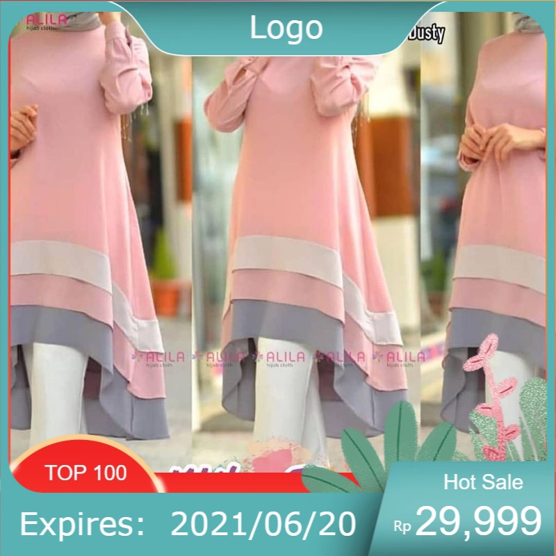 MILIA Tunik/Atasan  wanita/baju muslim/long tunik/tunik lapis/tunik panjang/tunik polos