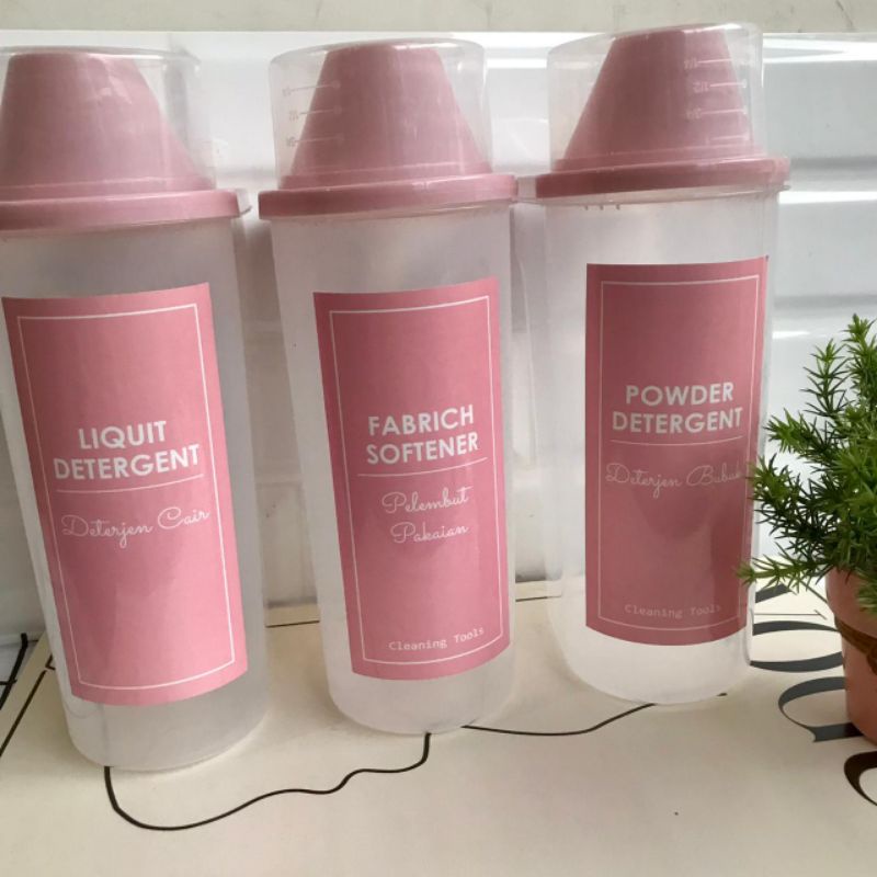BOTOL  REFIL LAUNDRY  SERBAGUNA PINK SHABBY FREE LABEL STIKER (TOPLES SEREAL)