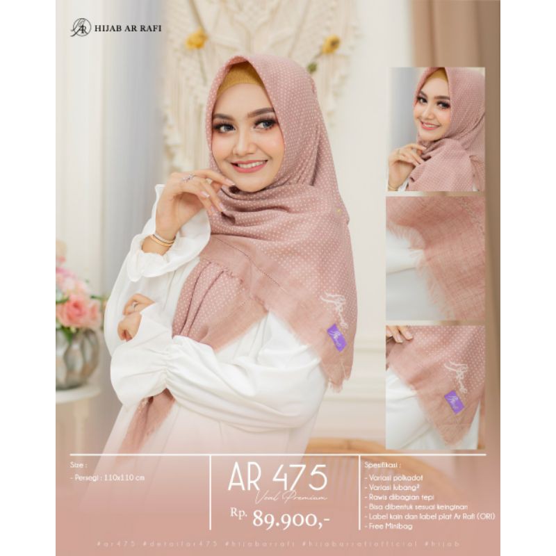 Terbaru Hijab jilbab segi empat rawis polkadot terlaris ORi  ArRafi AR 475  simpel Zoya Rabbani