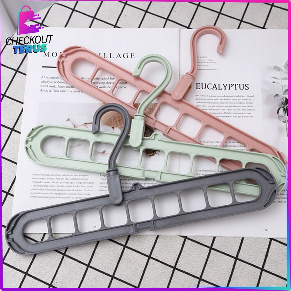 CT C125 C126 C159 Gantungan Baju 9 Lubang Hanger Pakaian 5in1 Perlengkapan Pakaian Hanger Plastik Hanger Baju